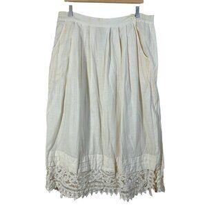 Vintage Carry Back Folk Skirt Peasant Lace Embroidered Maxi Skirt Cream Size 14